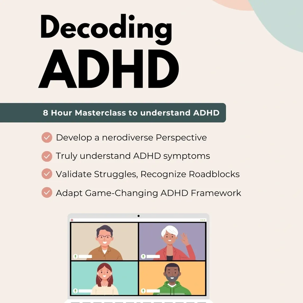 ADHD masterclass overview with key learning points and virtual participants.